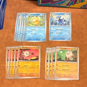 Pokémon 151 TCG Card Lot — Psyduck, Golduck, Mankey & Primeape (Blue & Yellow)